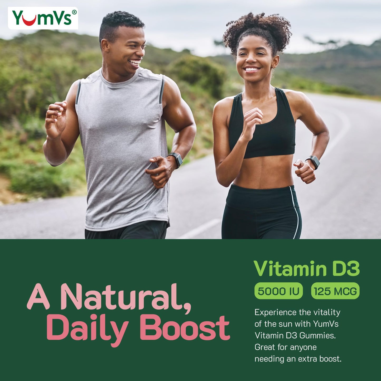Vitamin D3 Gummies 5000 IU (125 mcg) – Immune & Bone Health | Non-GMO, Gluten-Free, Dairy-Free