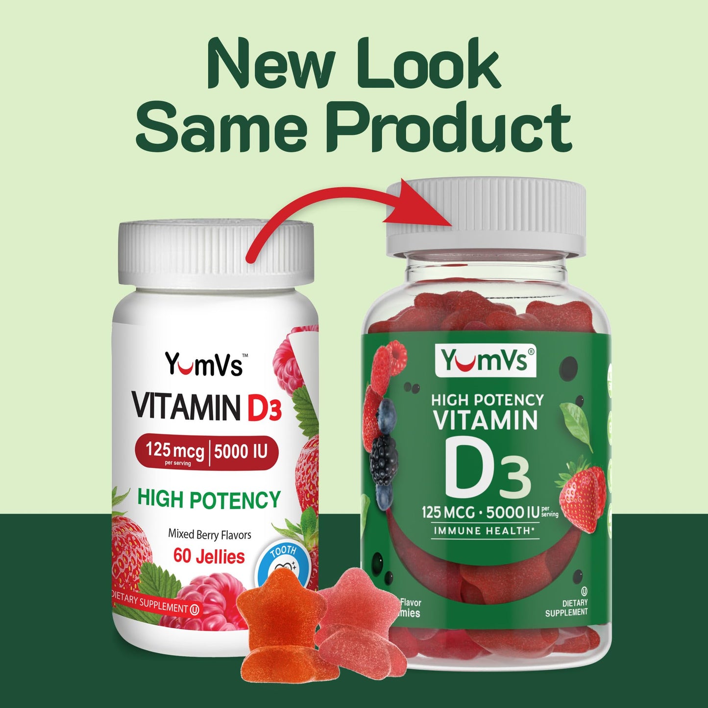 Vitamin D3 Gummies 5000 IU (125 mcg) – Immune & Bone Health | Non-GMO, Gluten-Free, Dairy-Free