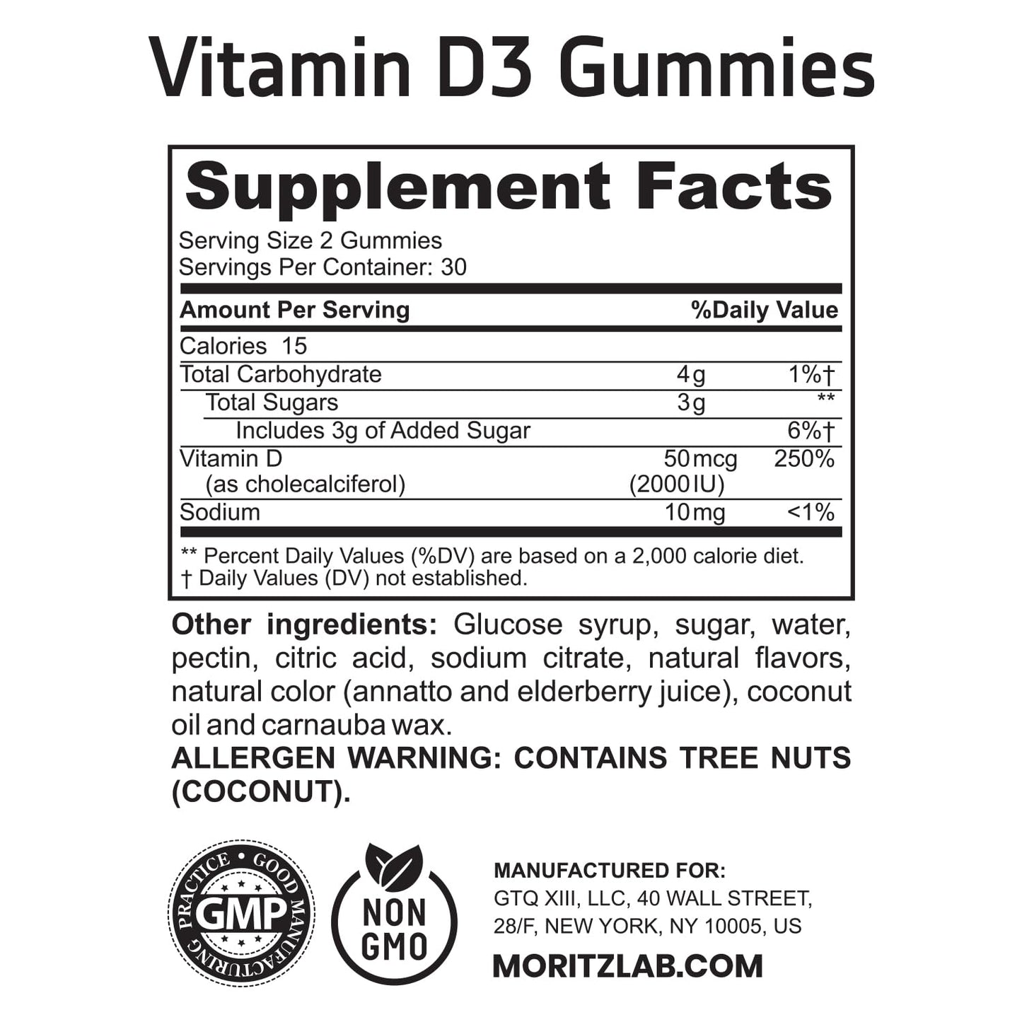 Vitamin D3 Gummies 2000 IU for Kids & Adults | High-Absorption Vegetarian D3 (60 Count)