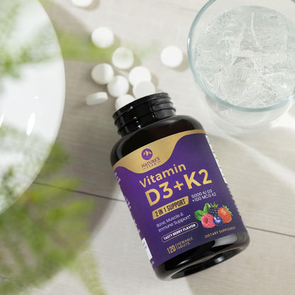 Vitamin D3 K2 5000 IU Berry Chewable – Immune & Bone Health (120 Tabs)
