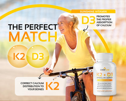 Vitamin D3 5000 IU + K2 MK7 - 60 Count | Immune, Heart & Bone Support