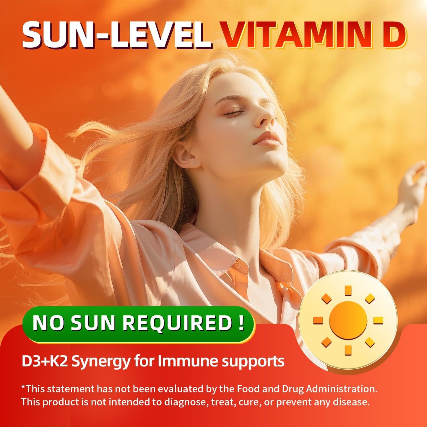 Vitamin D3 K2 Drops with MCT Oil 10000 IU – Immune & Bone Health (Strawberry, 4 oz) – Non-GMO