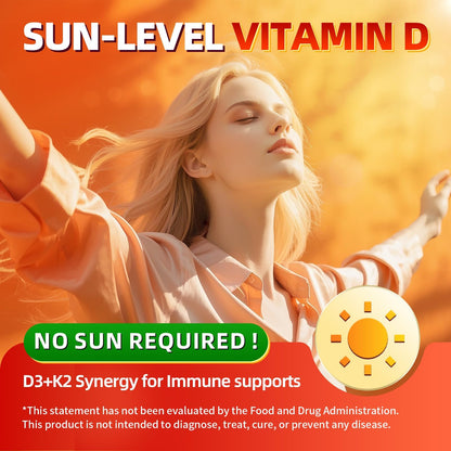 Vitamin D3 K2 Drops with MCT Oil 10000 IU – Immune & Bone Health (Strawberry, 4 oz) – Non-GMO