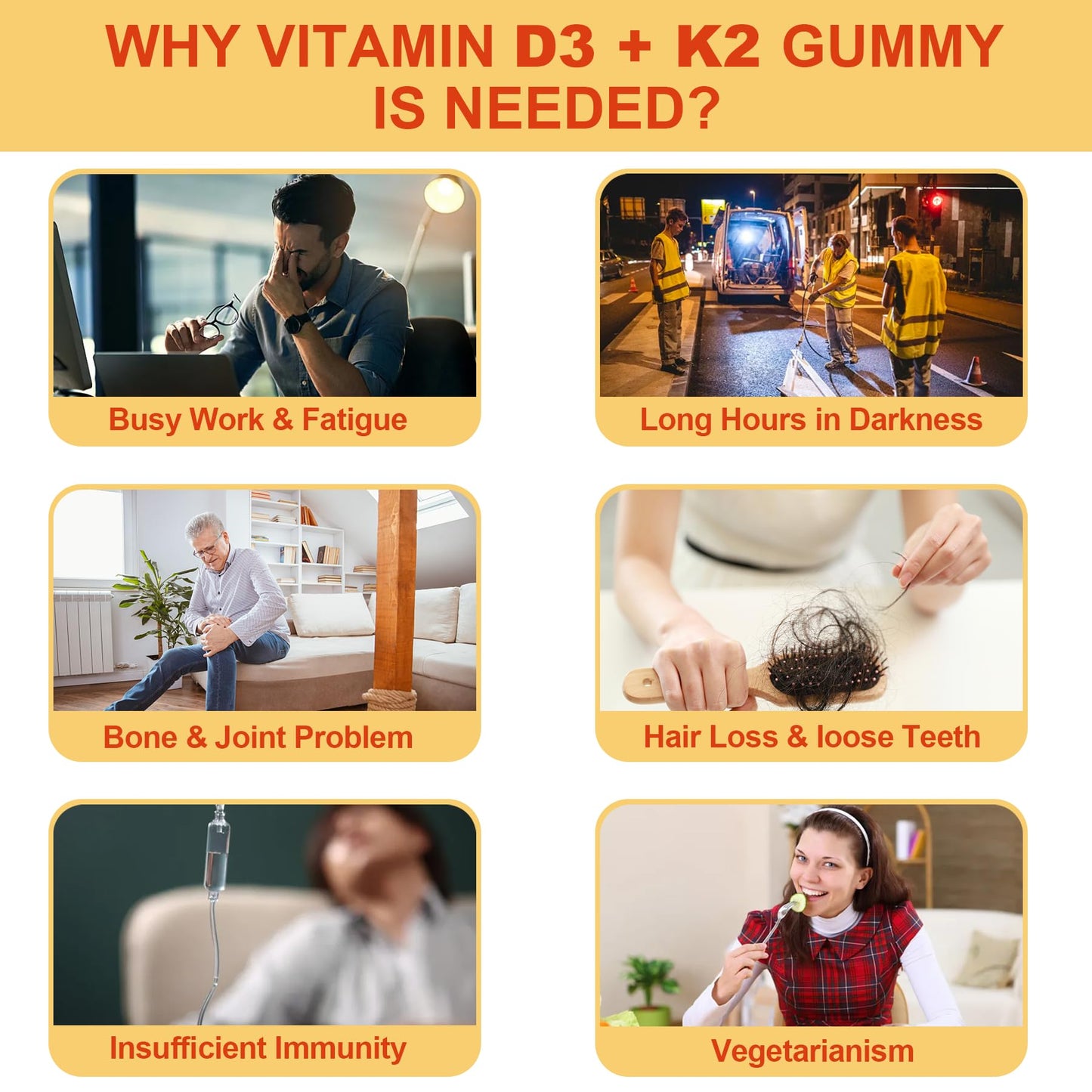 Vitamin D3 5000IU + K2 MK-7 Gummies – Sugar-Free, B Complex, Methyl B12 | 1 Pack