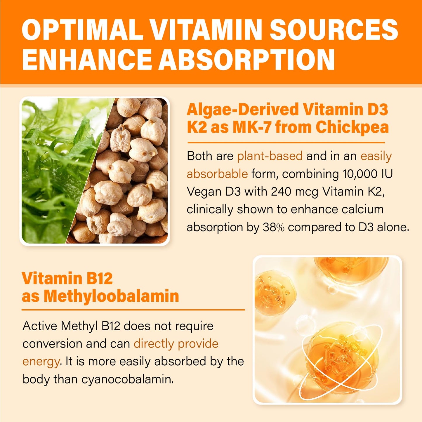 Vitamin D3 10000 IU Gummies with K2 – Vegan, Sugar-Free