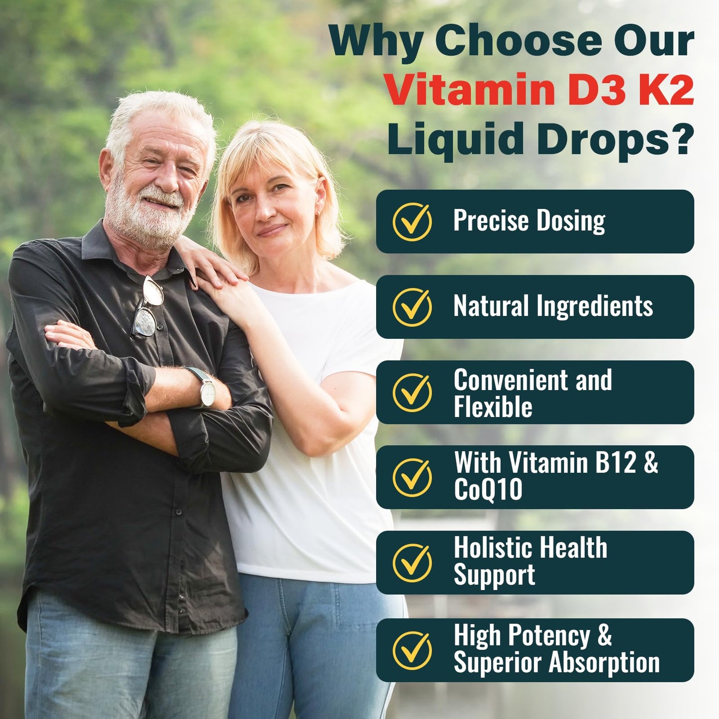 Vitamin D3 K2 MK-7 4000 IU Liquid Drops – CoQ10 & B12 for Bone Health