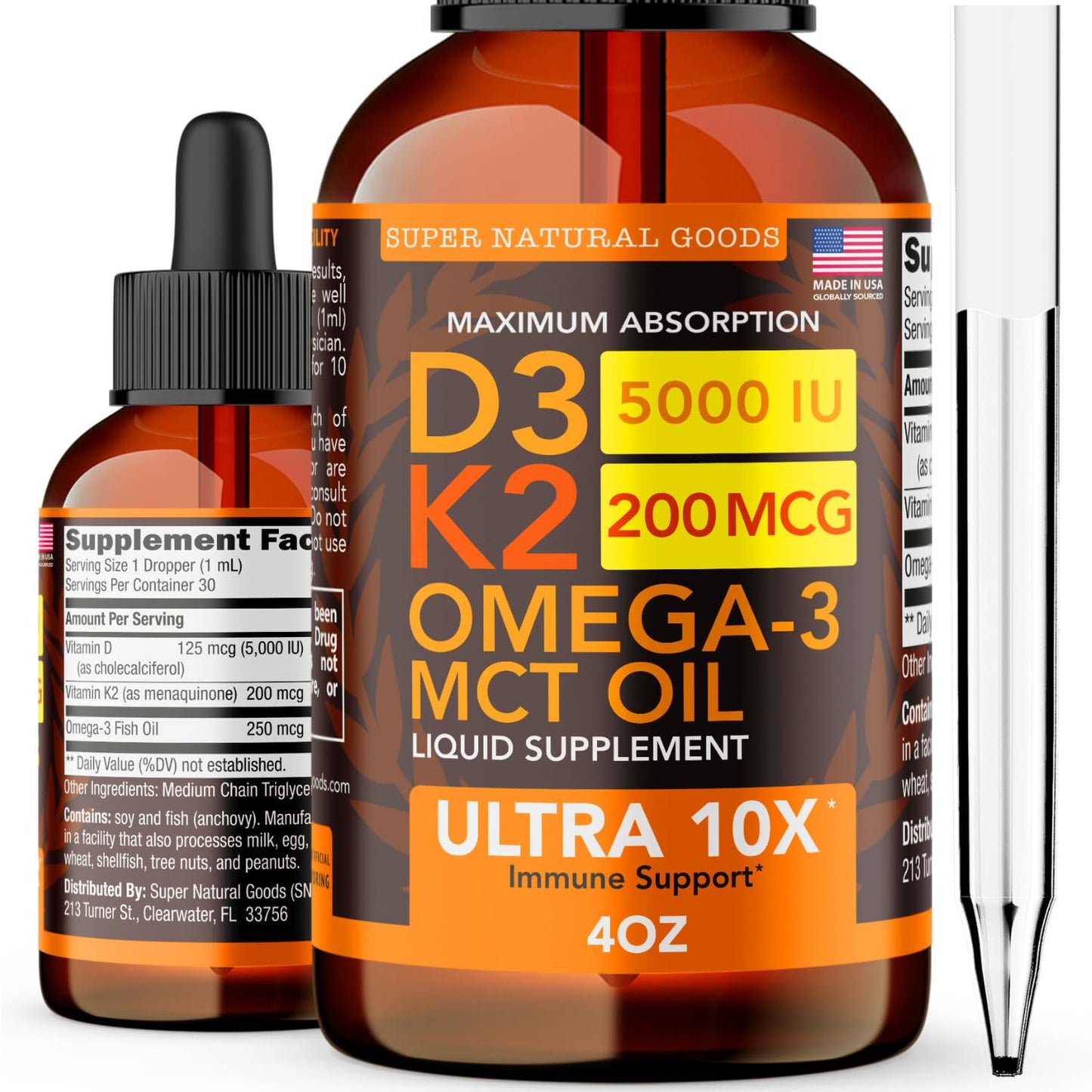 Vitamin D3 K2 Liquid Drops 5000 IU – Fast Absorption 4-in-1