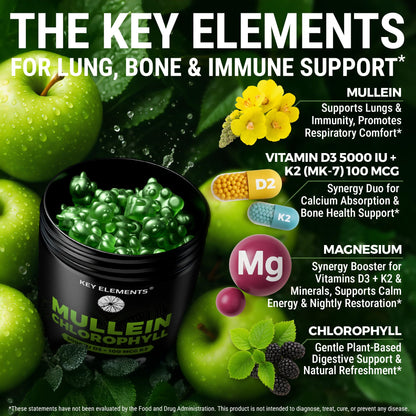 Mullein Gummies with Chlorophyll, D3, K2 & Magnesium – Lung, Immune & Bone Support