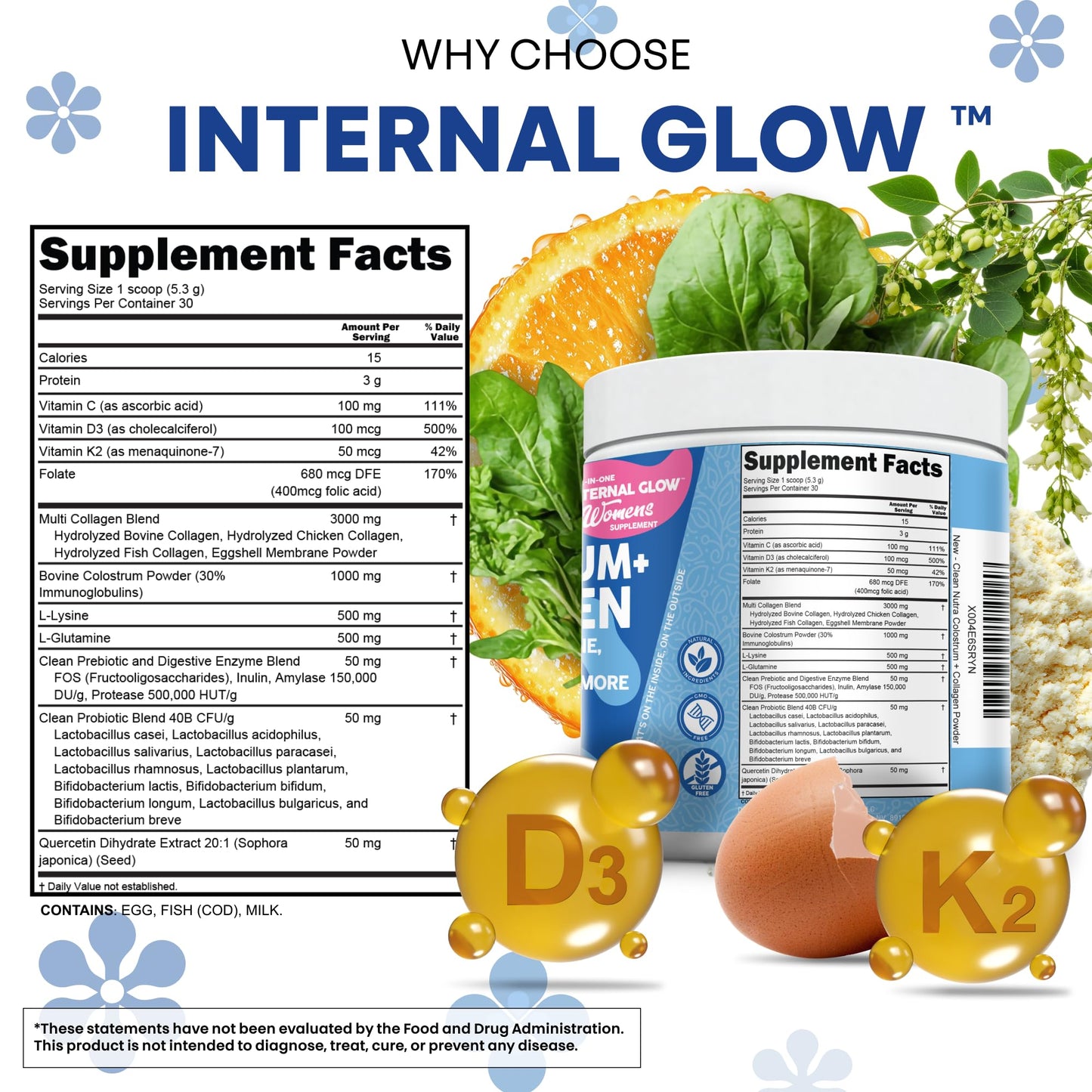 Bovine Colostrum Powder + Collagen Peptides with L-Glutamine – Gut Health Supplement | Clean Nutra