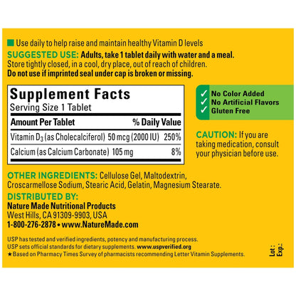 Vitamin D3 2000 IU (50 mcg) – 220 Tablets | Immune Support & Bone Health