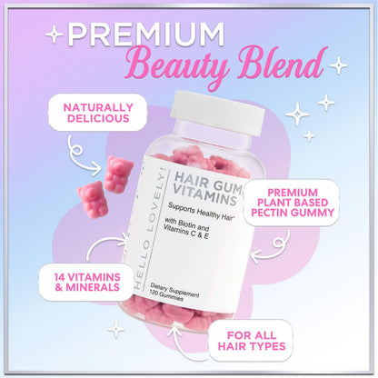 Hair Vitamins Gummies – Biotin 5000 mcg + Vitamins E & C, Zinc | 120 Gummies