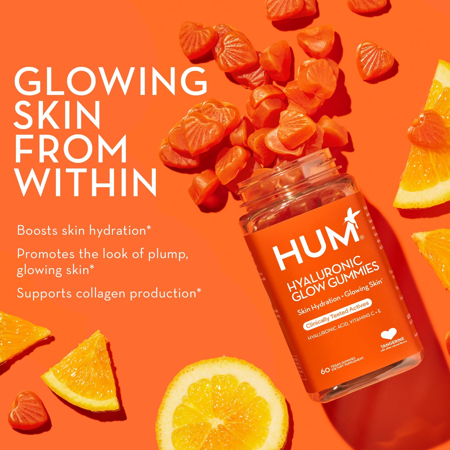 HUM Hyaluronic Glow Gummies – Low Molecular HA, Amla Vitamin C, Vitamin E