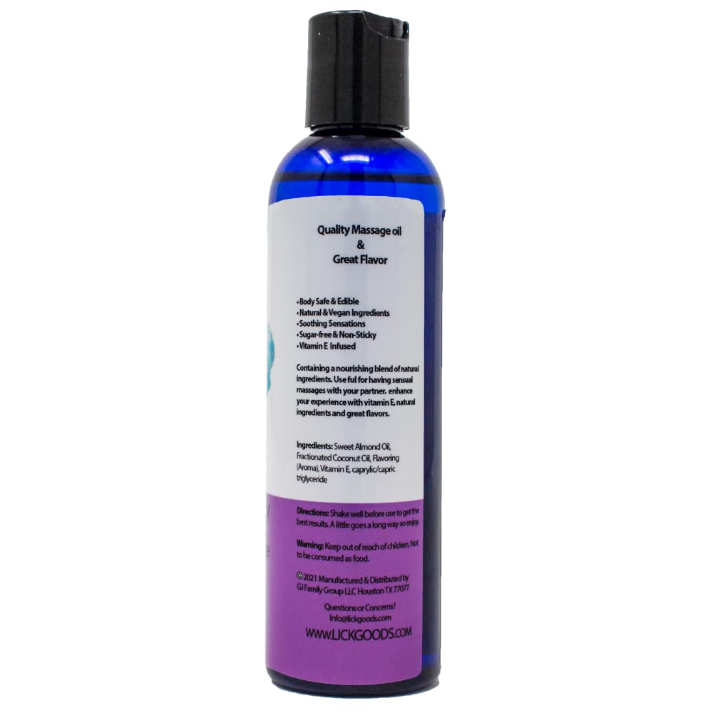 Cotton Candy Flavored Massage Oil with Vitamin E | Vegan Edible Body Massage Oil – 4 oz