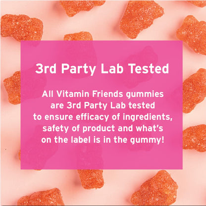 Vitamin Friends Vegan Iron Gummies for Kids – 60 Day Strawberry Multivitamin + Ferrous Fumarate