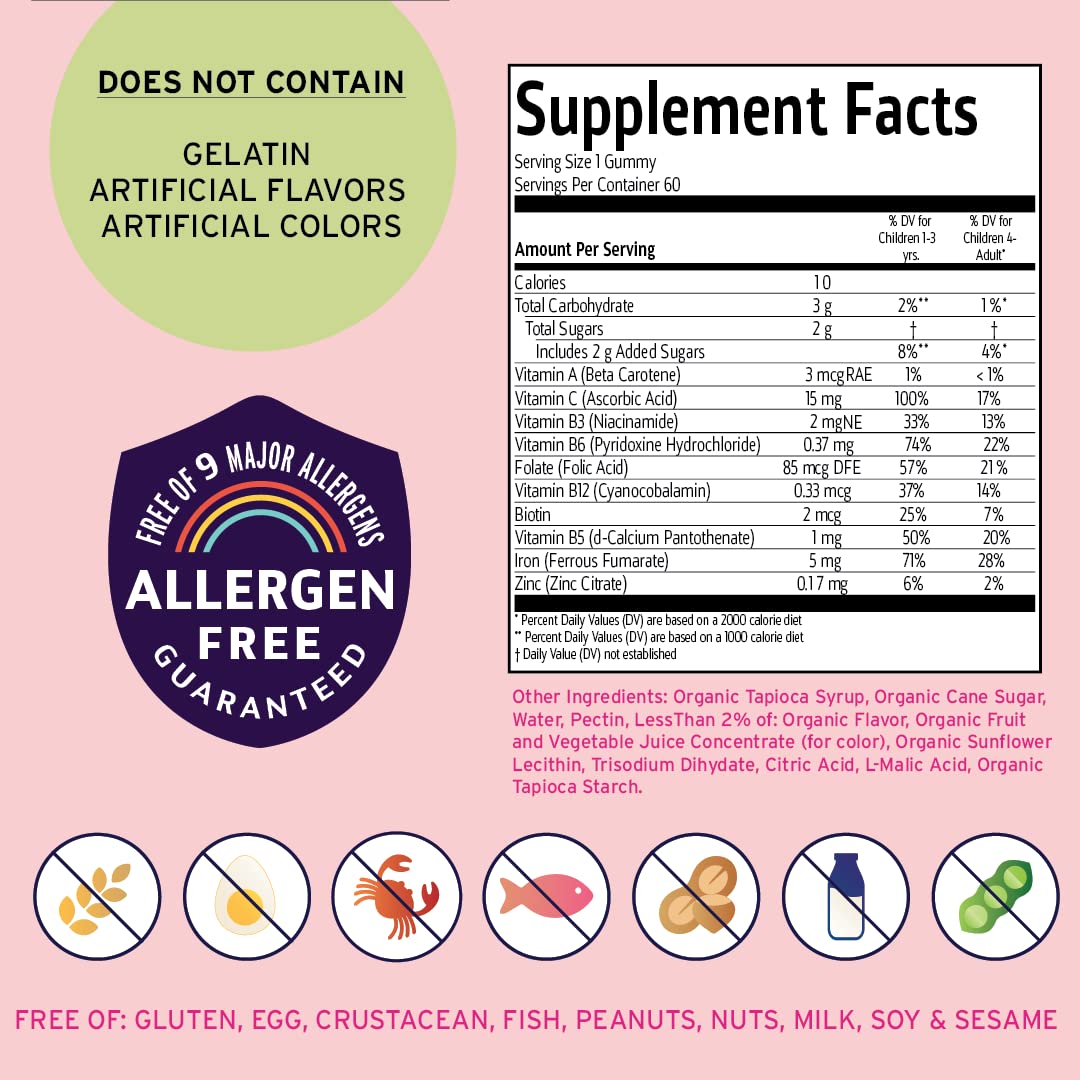 Vitamin Friends Vegan Kids Multivitamin & Iron Gummies – Strawberry Jam (60 Day Supply)