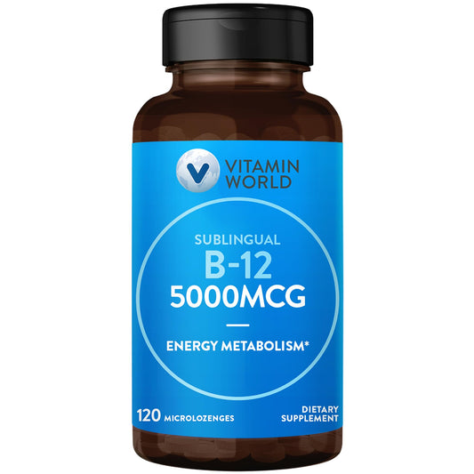 Vitamin World B-12 5000 mcg Sublingual — 120 Microlozenges BritishVita | Premium UK Vitamins & Wellness Supplements