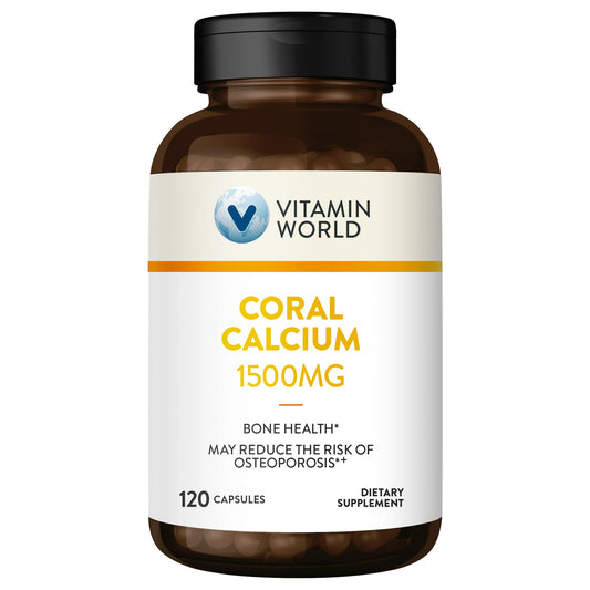 Vitamin World Coral Calcium 1500 mg | 120 Rapid-Release Gluten Free Capsules BritishVita | Premium UK Vitamins & Wellness Supplements