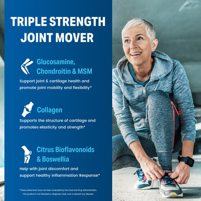 Vitamin World Triple Strength Joint Mover – Glucosamine, Chondroitin, MSM + Collagen & Boswellia – 270 Caplets
