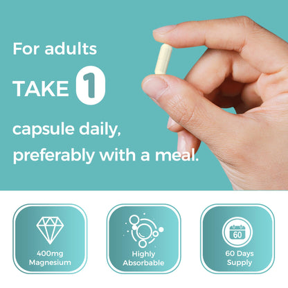 Vitamin World Magnesium Complex 400mg - 3-in-1 Magnesium (Citrate, Oxide & Aspartate) for Bone, Muscle & Nerve Support | 60 Capsules
