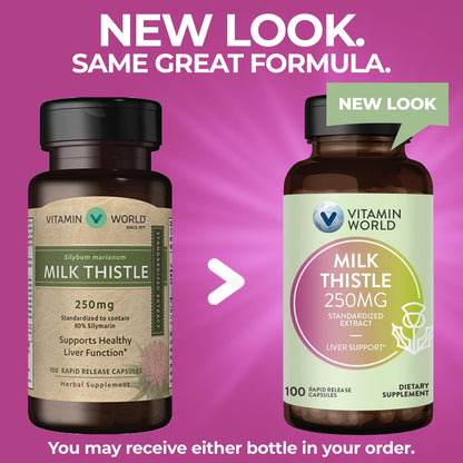 Vitamin World Milk Thistle (Silymarin) 250mg – 100 Capsules | Liver Health Support
