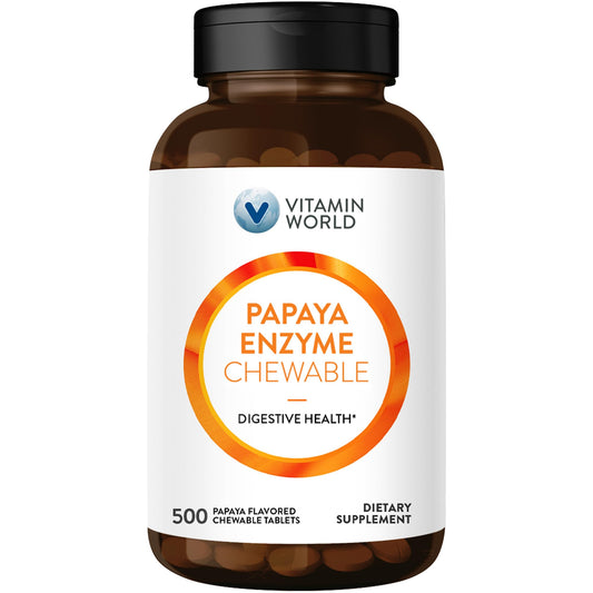 Vitamin World Papaya Enzymes Chewables – Papain, Amylase & Protease (500 Tablets) BritishVita | Premium UK Vitamins & Wellness Supplements