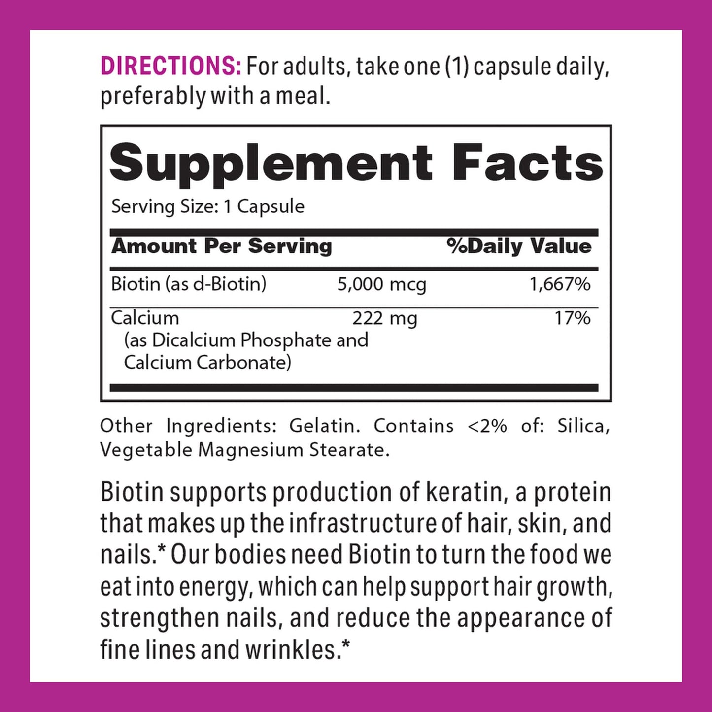 Vitamin World Super Biotin 5000 mcg – 120 Rapid-Release Gluten-Free Capsules