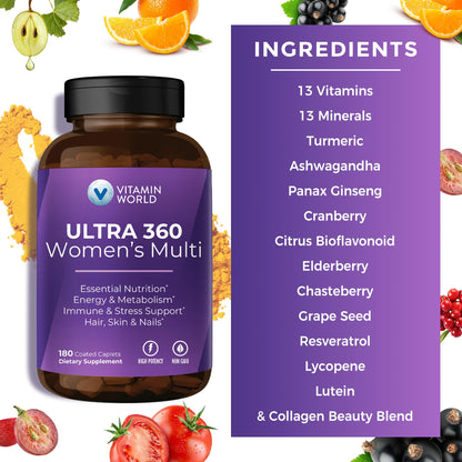 Vitamin World Ultra 360 Women’s Multivitamin with Collagen & Herbs – Hair, Skin & Nails