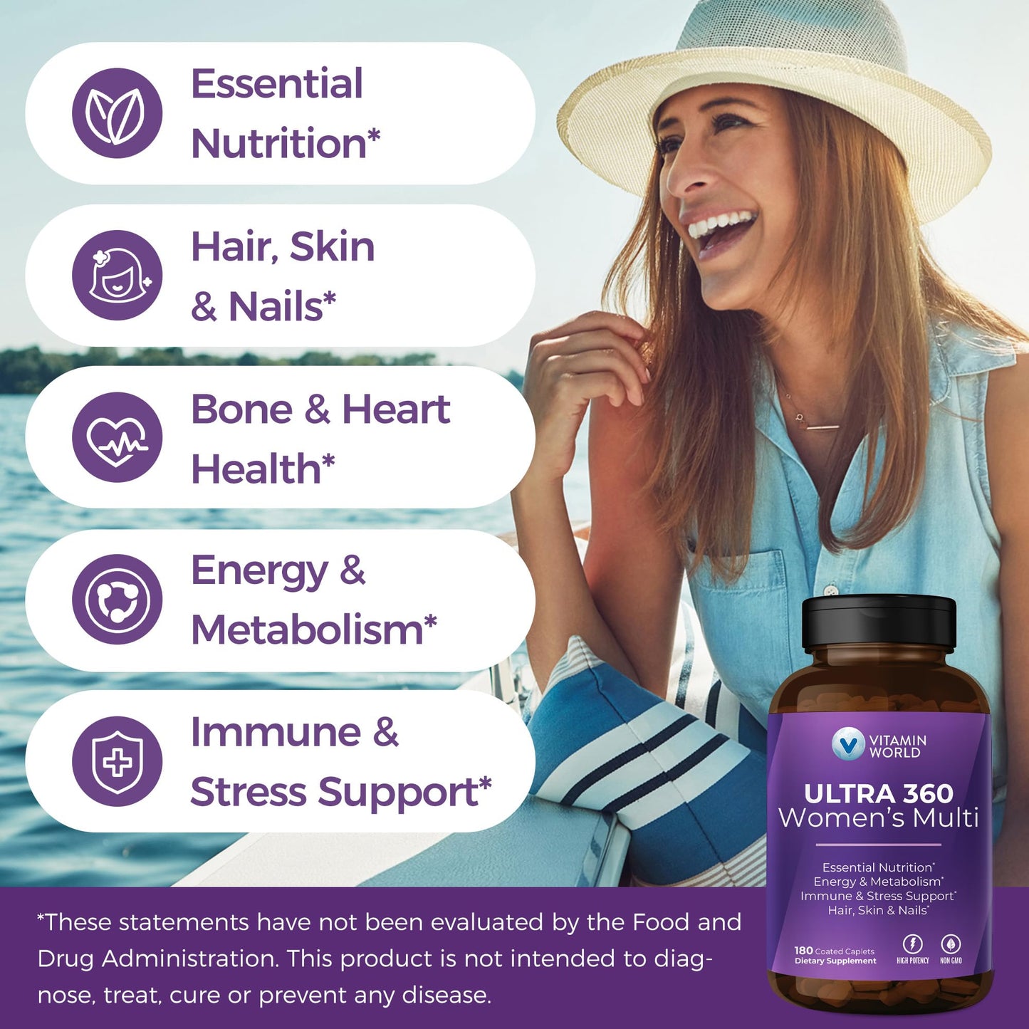 Vitamin World Ultra 360 Women’s Multivitamin with Collagen & Herbs – Hair, Skin & Nails