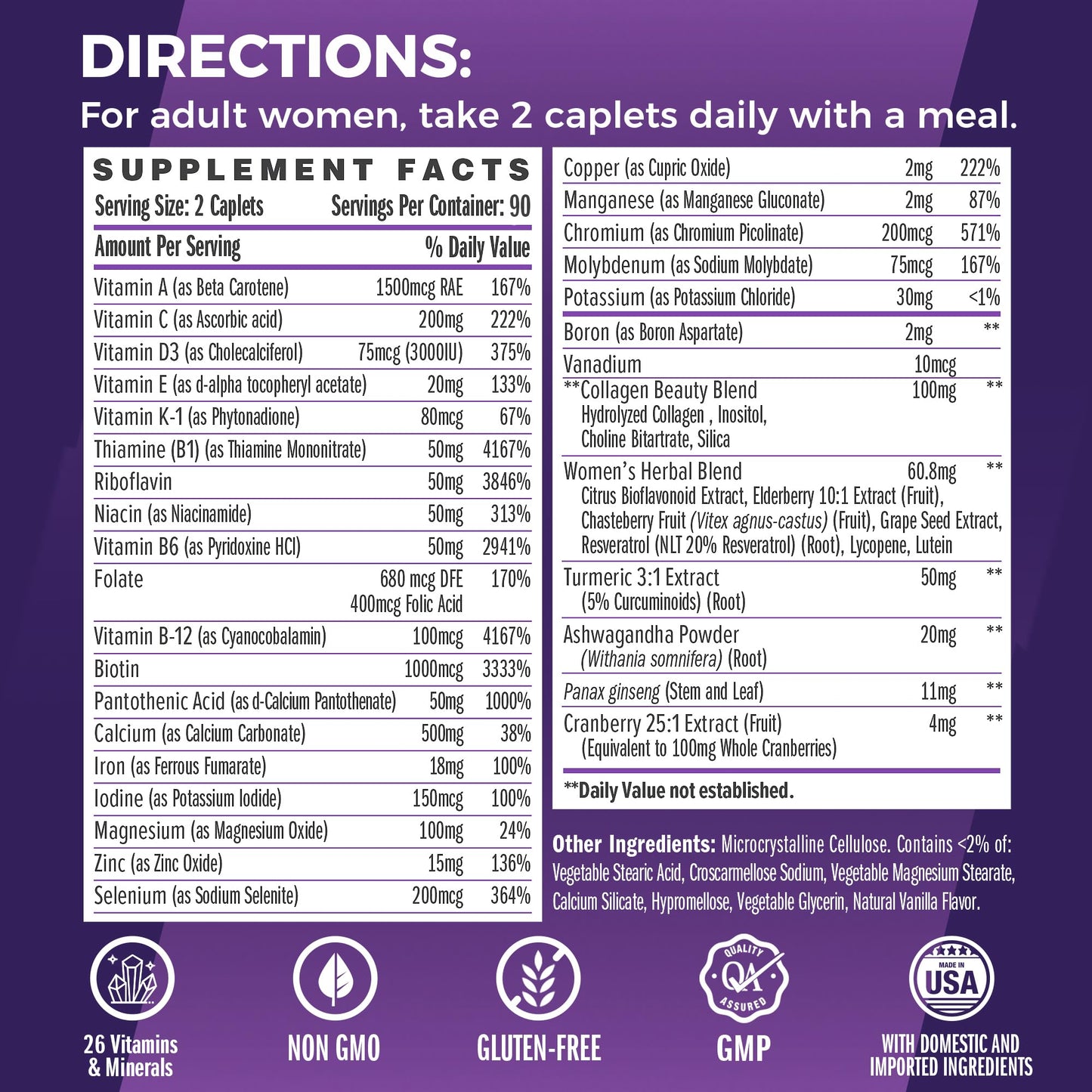 Vitamin World Ultra 360 Women’s Multivitamin with Collagen & Herbs – Hair, Skin & Nails