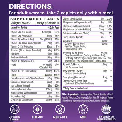 Vitamin World Ultra 360 Women’s Multivitamin with Collagen & Herbs – Hair, Skin & Nails