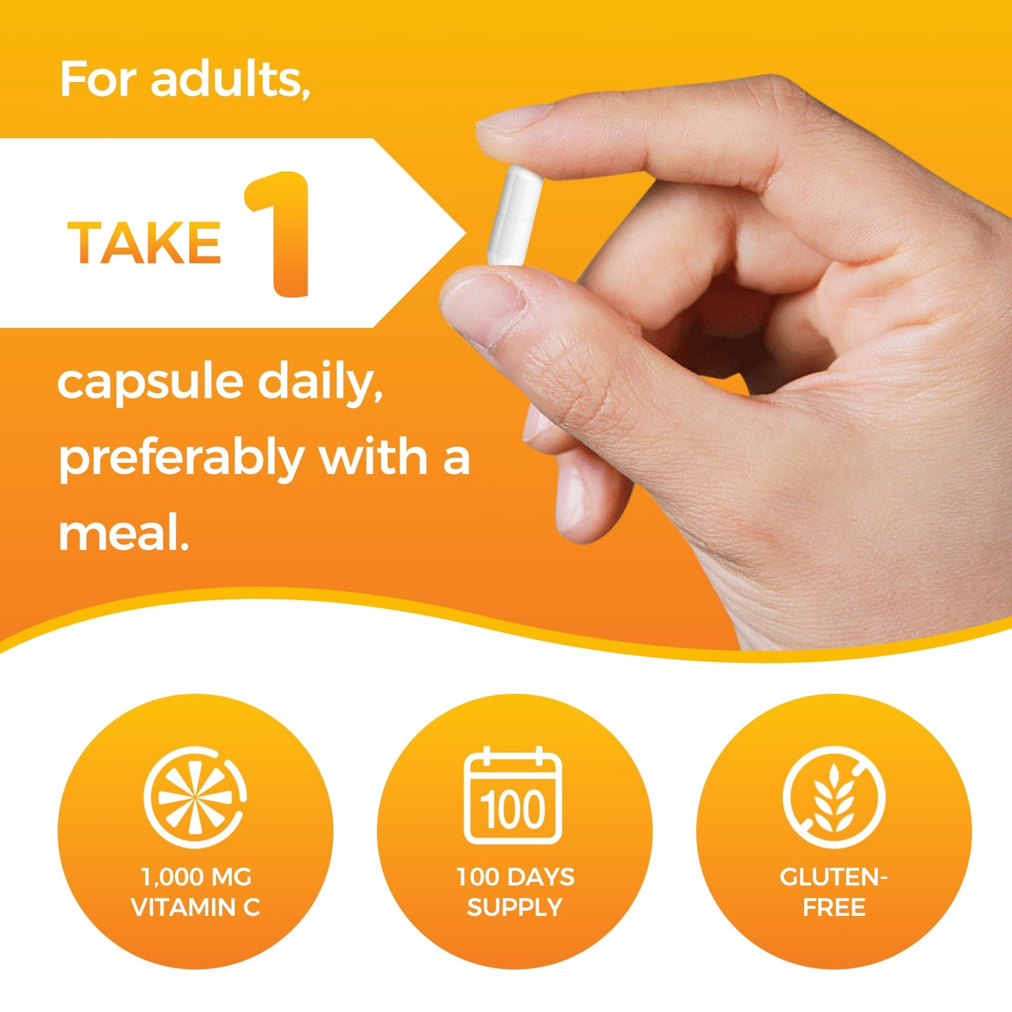 Vitamin World Vitamin C 1000 mg with Bioflavonoids | Immune Support & Antioxidant Protection - 100 Capsules