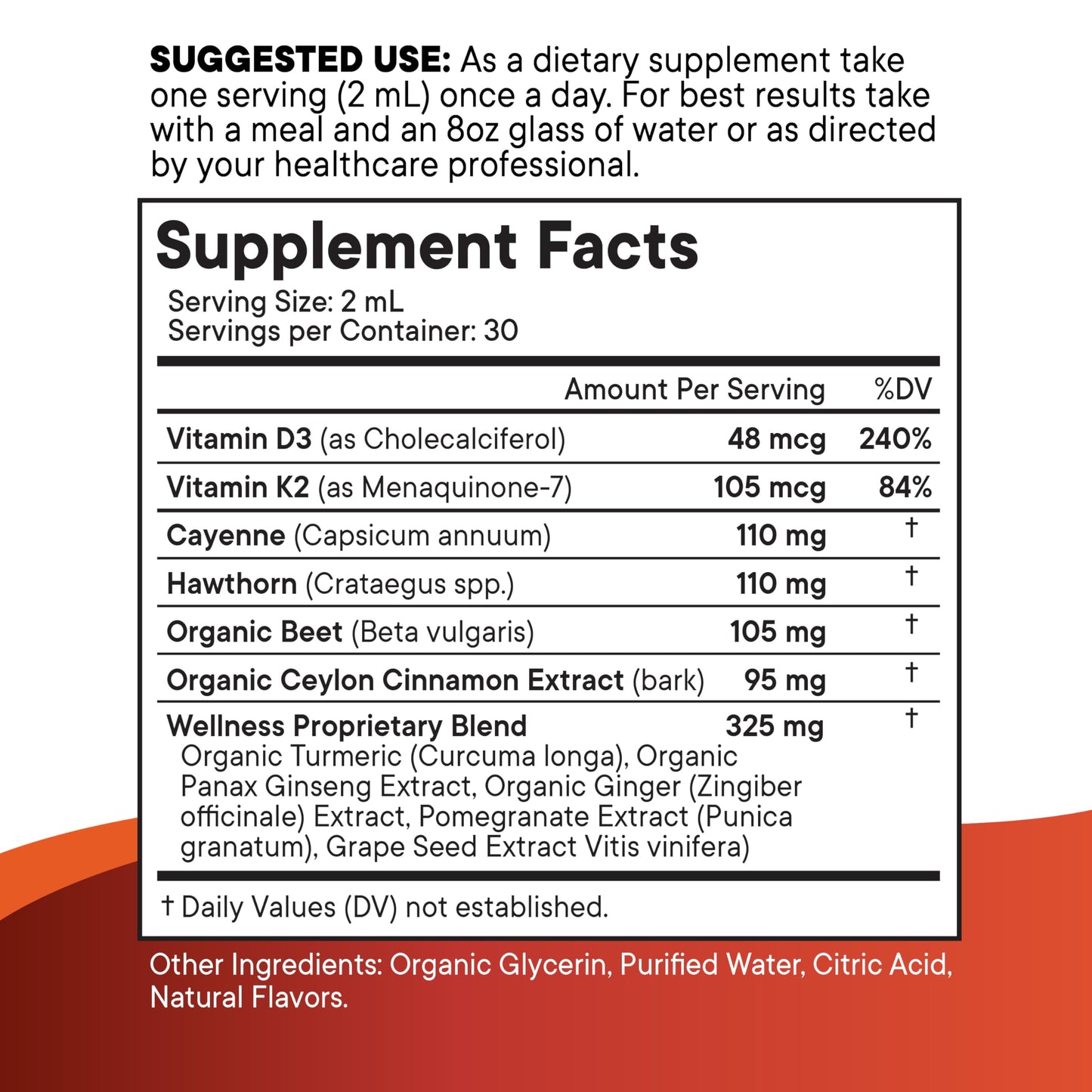 Cayenne Pepper Liquid Drops with Hawthorn Berry, D3 K2 - 4oz