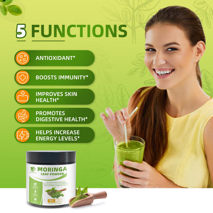 Organic Moringa & Matcha Powder – Multi-Green Superfoods for Energy, Digestion, Antioxidants | 8 oz