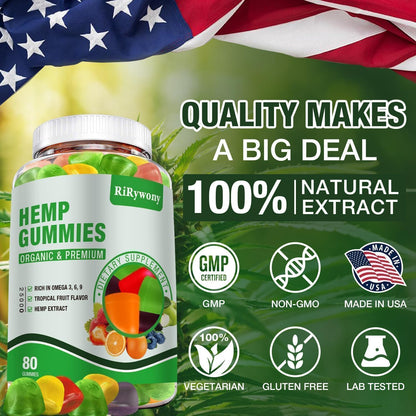 Hemp Gummies for Sleep & Anxiety – High Potency Organic Hemp Oil (240 Count)