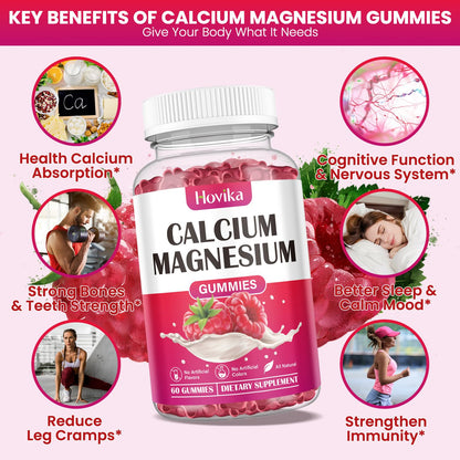 Calcium Magnesium Zinc Gummies 2:1 with D3 K2 B6 B12 – Vegan Raspberry 120