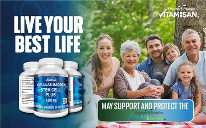 VITAMISAN Celulas Madres 60 Capsules 1000 mg AFA Blue-Green Algae Stem Cell - Pack of 2