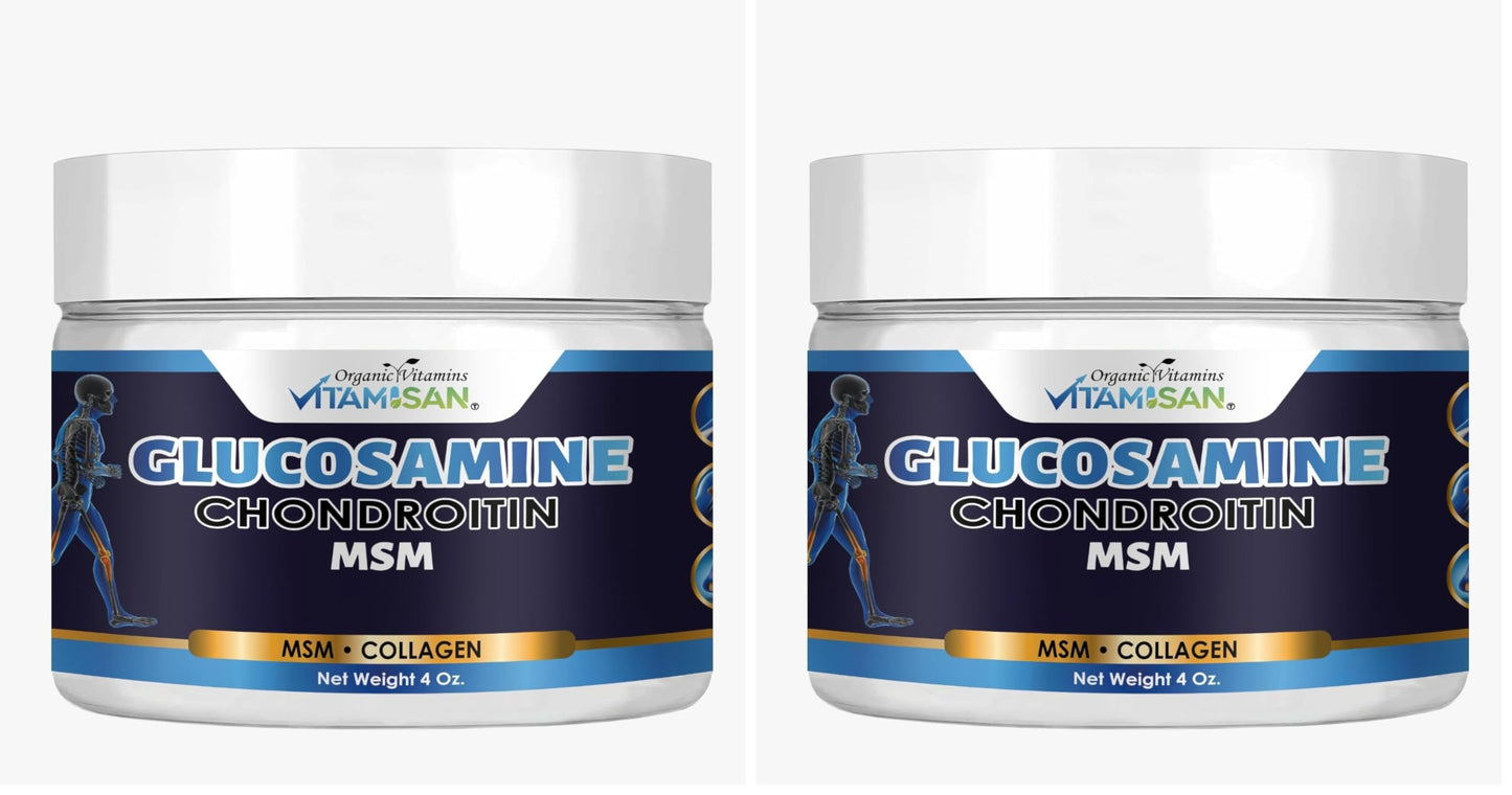 VITAMISAN Premium Organic Glucosamine & Chondroitin Cream (Pack of 2) – MSM, Arnica & Collagen