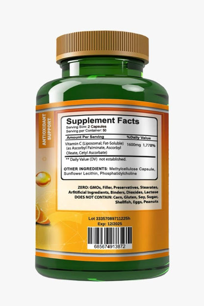 VITAMISAN Liposomal Vitamin C - 100 Capsules (Pack of 2) | High Absorption, Immune Support, No GMO