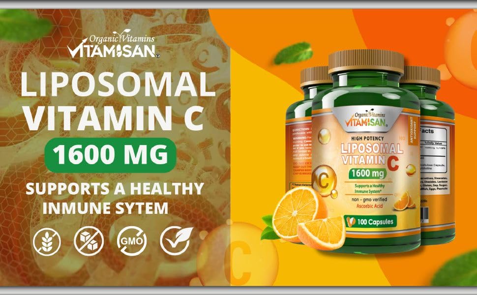 VITAMISAN Liposomal Vitamin C - 100 Capsules (Pack of 2) | High Absorption, Immune Support, No GMO