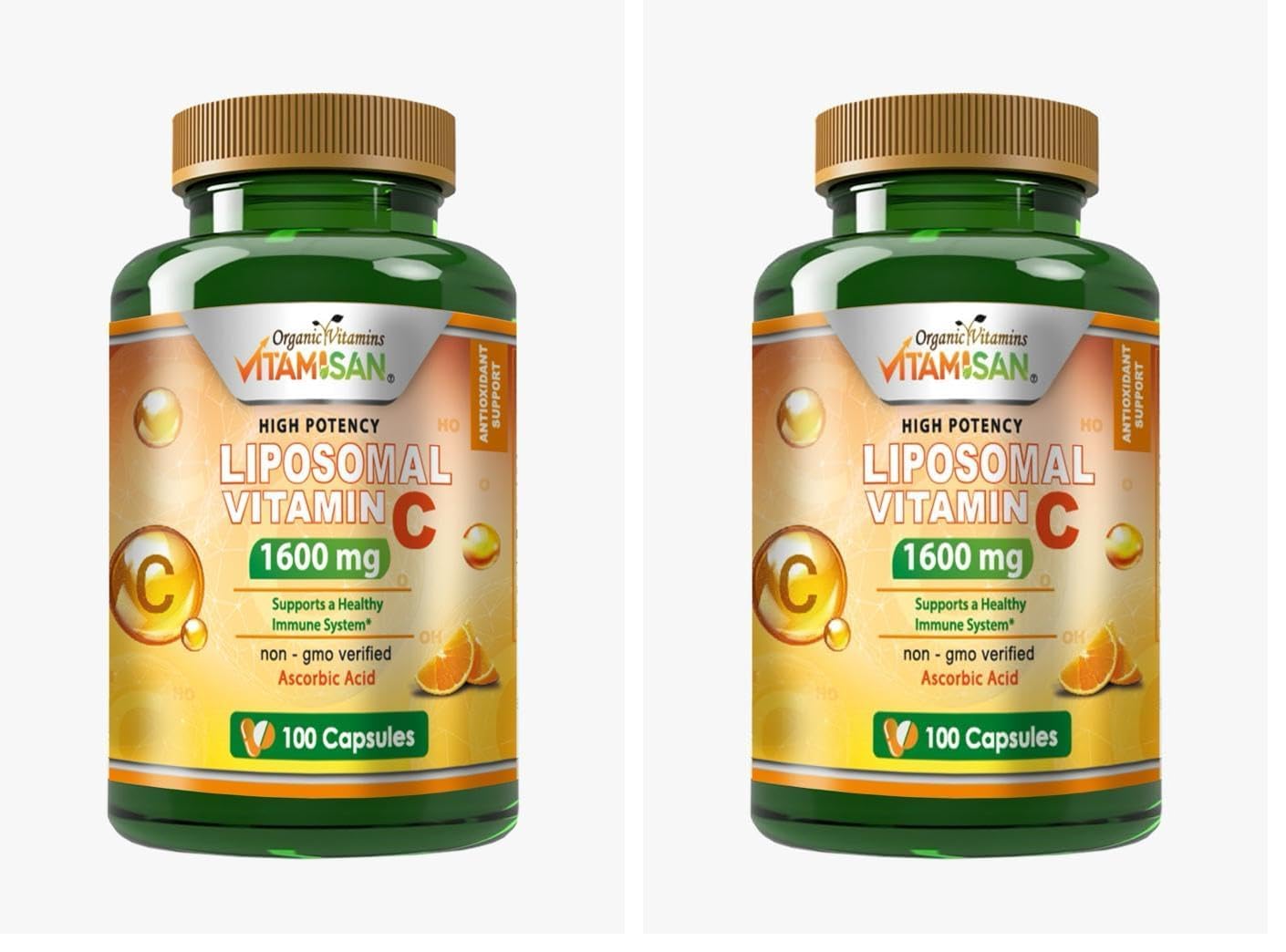 VITAMISAN Liposomal Vitamin C - 100 Capsules (Pack of 2) | High Absorption, Immune Support, No GMO