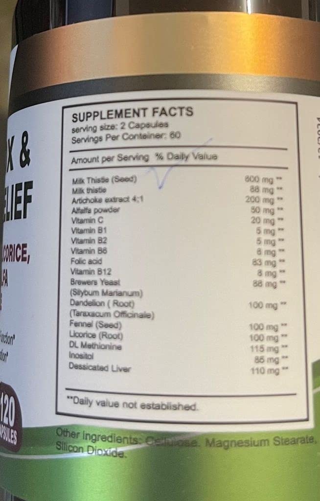 VITAMISAN Liver Cleanse Detox Supplements – Milk Thistle, Dandelion, Artichoke (Pack of 2, 120 Caps Each)