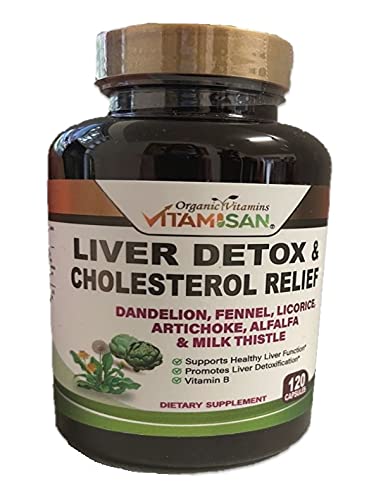 VITAMISAN Liver Cleanse Detox Supplements – Milk Thistle, Dandelion, Artichoke (Pack of 2, 120 Caps Each)