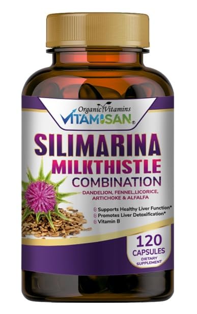 VITAMISAN Milk Thistle Silimarina Detox Formula for Liver Health – 120 Capsules