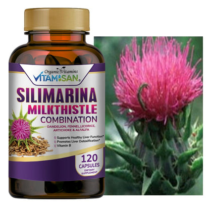 VITAMISAN Milk Thistle Silimarina Detox Formula for Liver Health – 120 Capsules