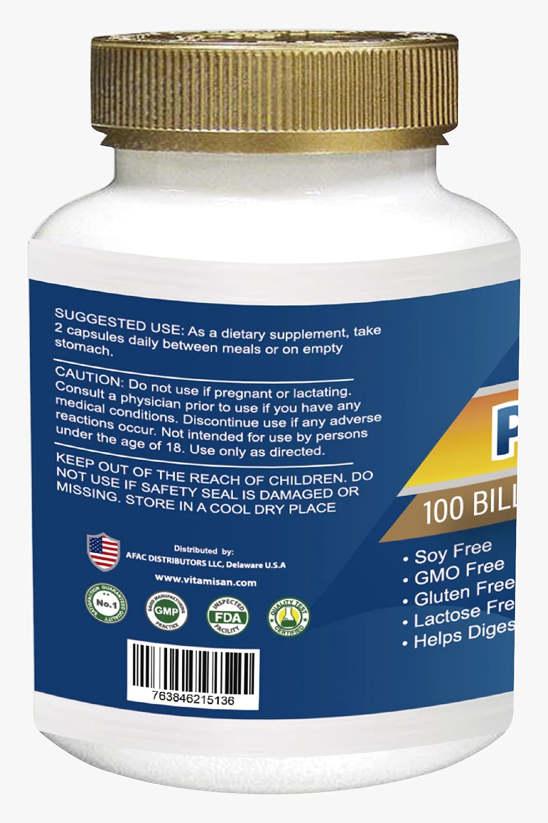 VITAMISAN Probiotics for Women, Men & Adults – Organic Prebiotic, 100 Capsules