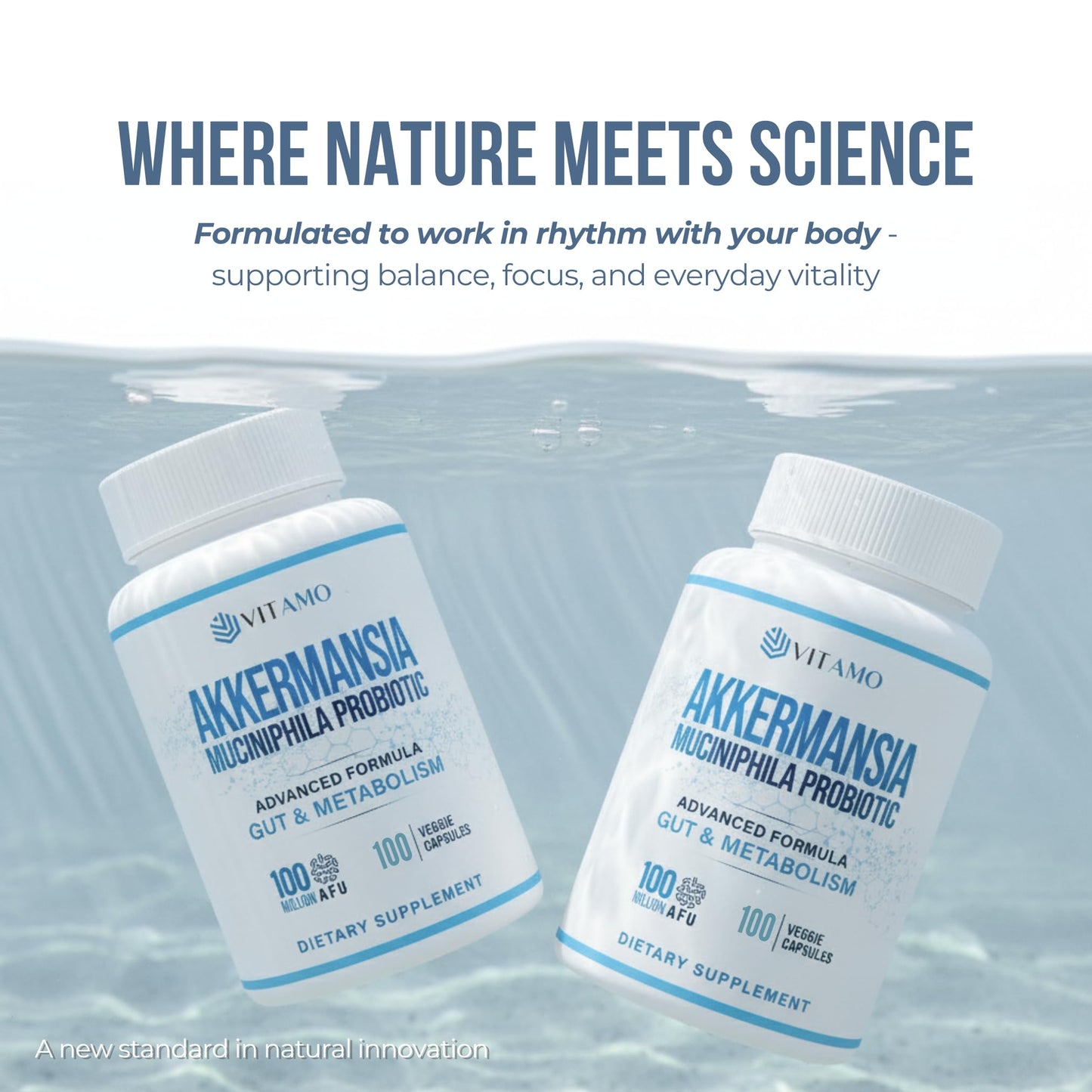 Vitamo Akkermansia Muciniphila Probiotic – 100 Million AFU, GLP-1 Activator | Metabolic & Digestive Health | Made in USA