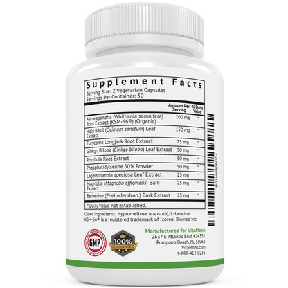 VitaMonk CortiTrax Natural Cortisol Blocker – Doctor Formulated Cortisol Support (60 Capsules)