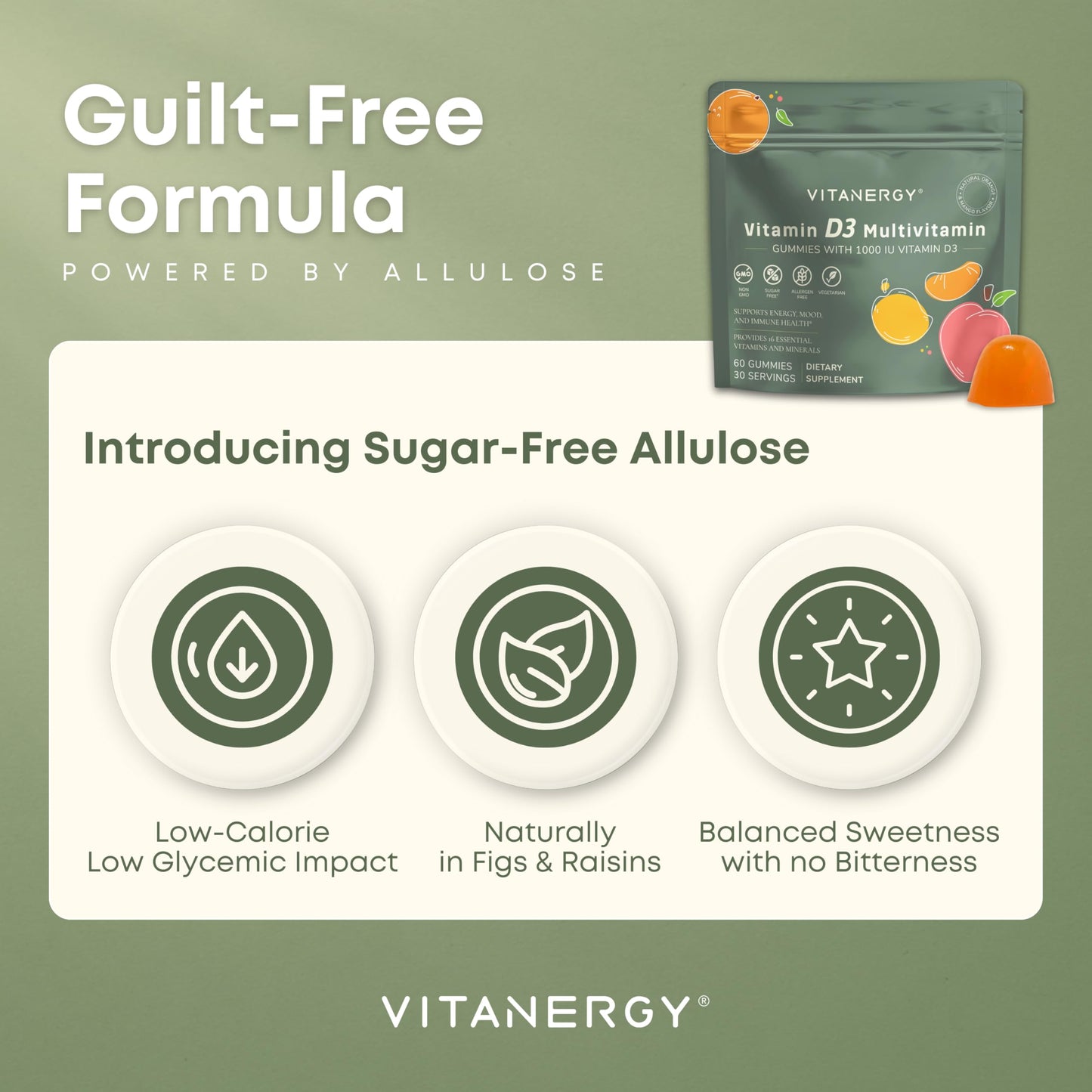 Vitanergy Women’s Multivitamin Gummies – D3 & K2, 60 Ct