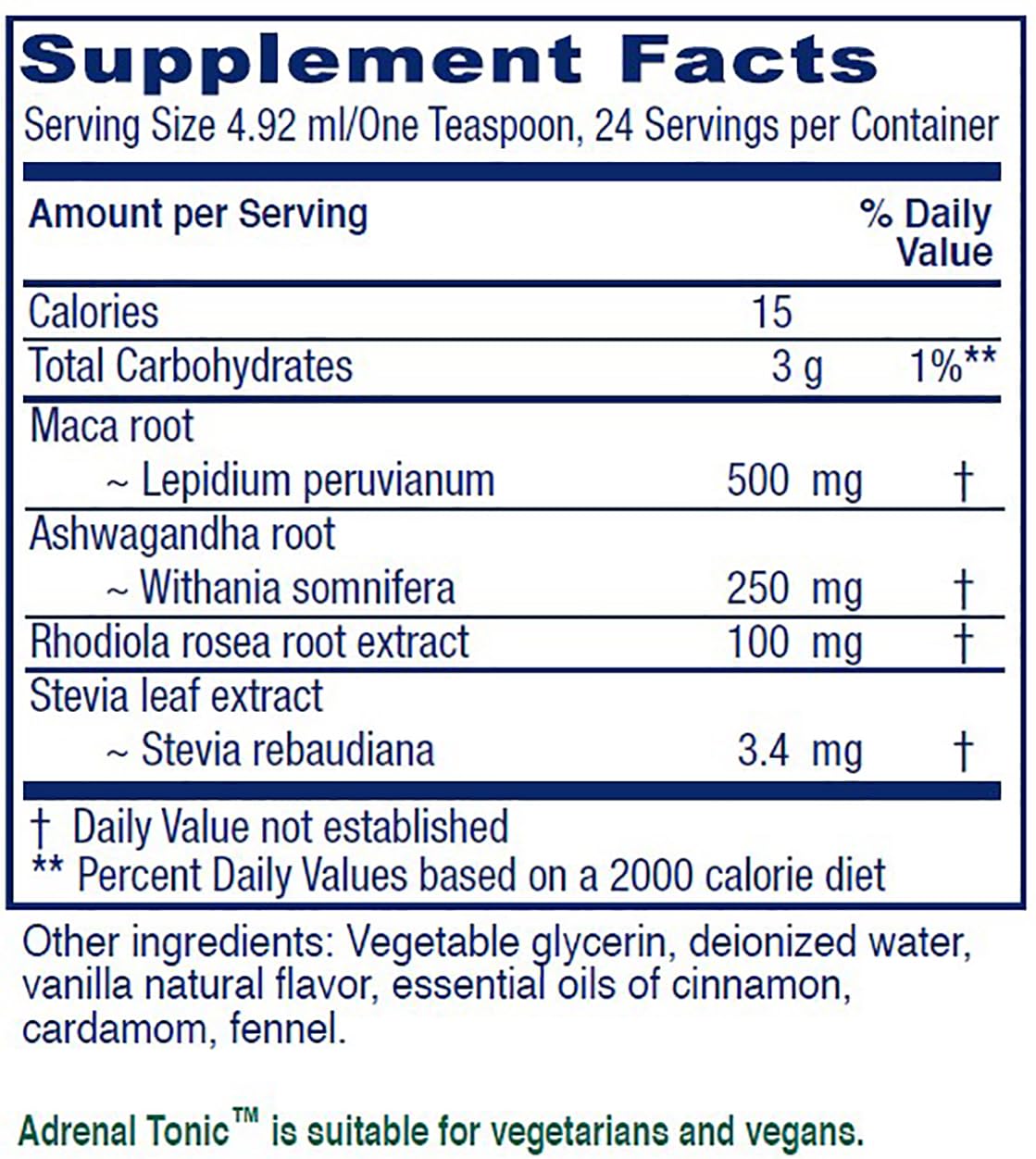 Vitanica Adrenal Tonic – Adrenal Support, Alcohol-Free, Vegan, Chai Spice, 4 oz