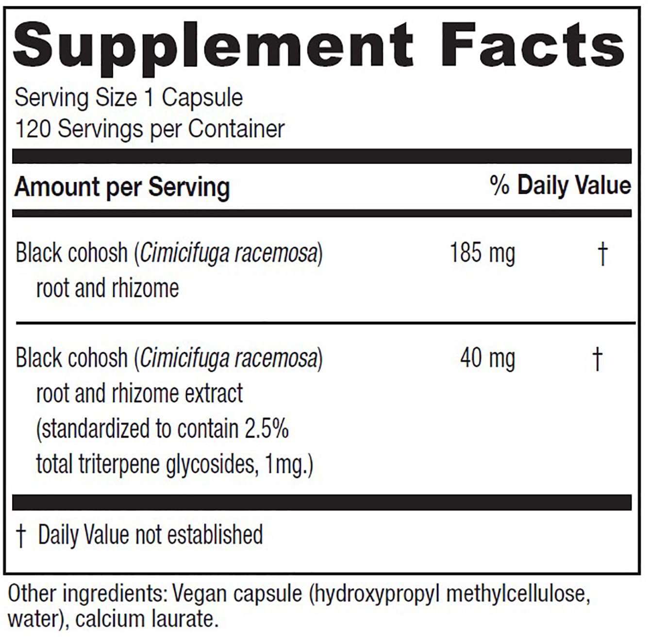 Vitanica Black Cohosh Cimicifuga Extract Plus – Vegan, 120 Capsules
